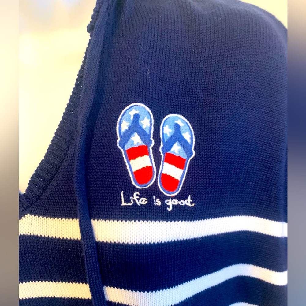 Life Is Good NWT Navy and White Striped Top